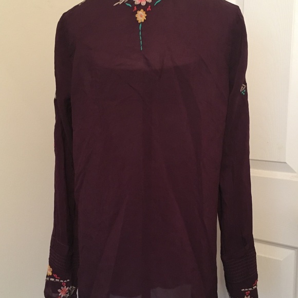 Johnny Was Vintage Purple Tunic blouse multi floral embroidery with buttons S - Picture 3 of 6